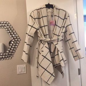 NWT ChicWish Striped Coat with Belt Size L